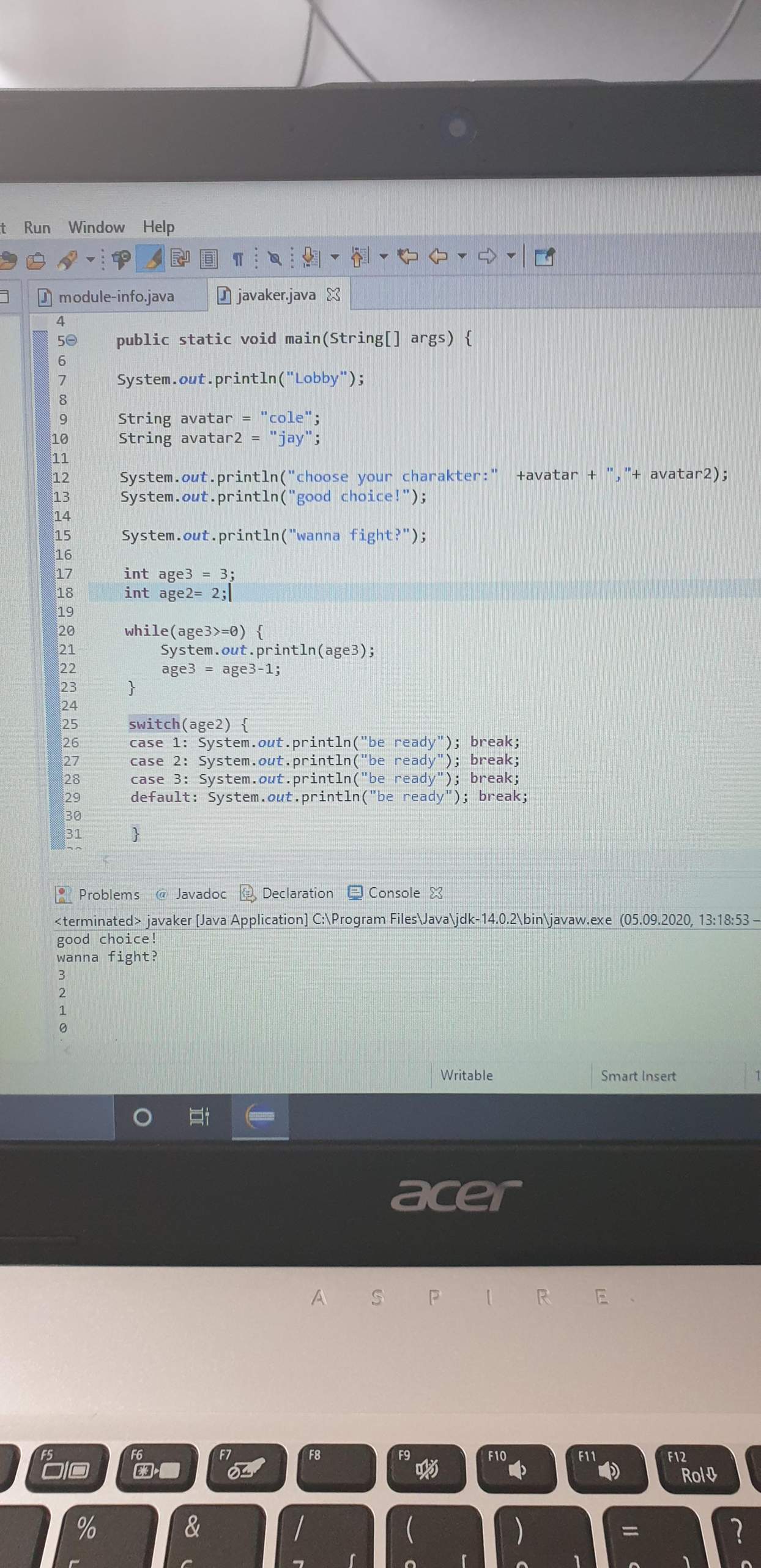 Programmieren wie soll ich das machen schleife, switch case?