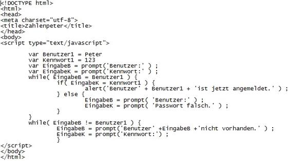 Login - (Programmieren, HTML, Anfänger)