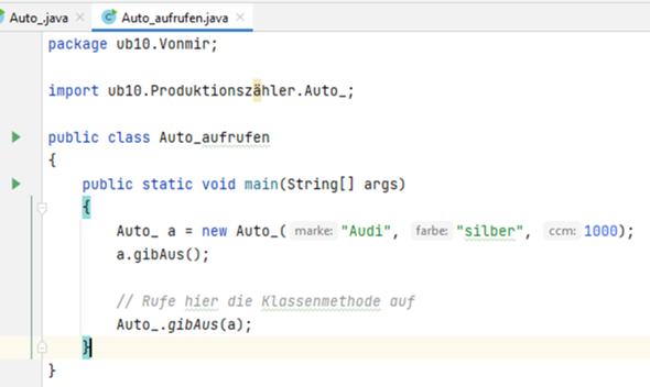 Programmieren Java: Objekt in static Methode geben?