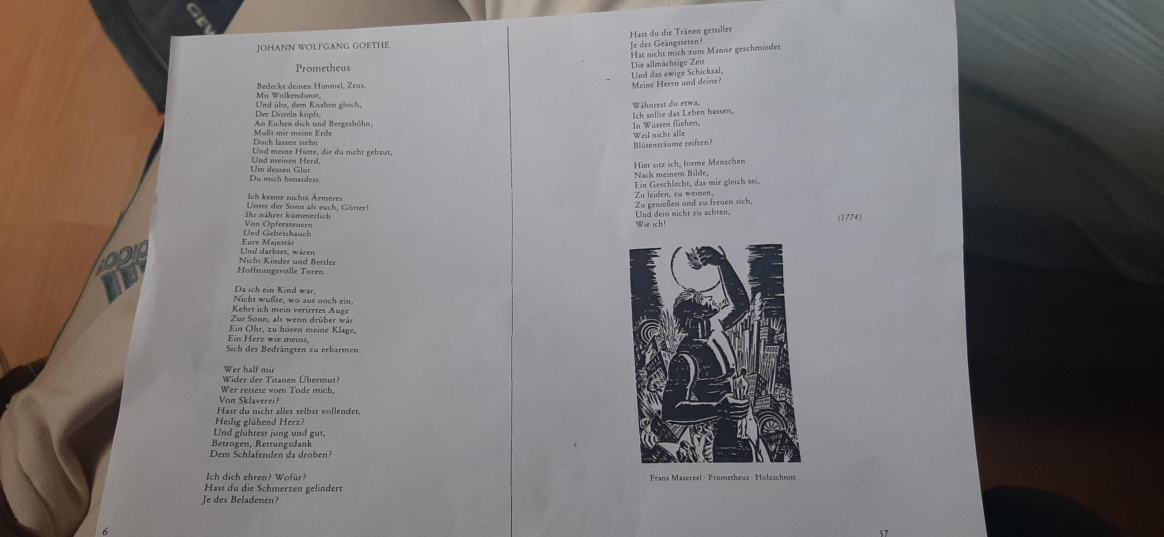 Prometheus Gedicht Von Goethe Schule Deutsch Sprache