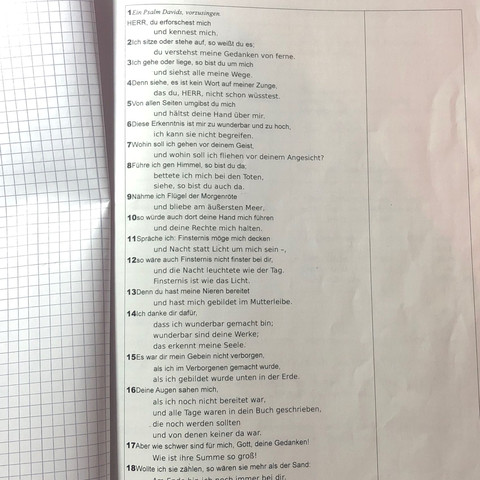 Psalm 139 Zusammenfassung Schule Arbeit Religion