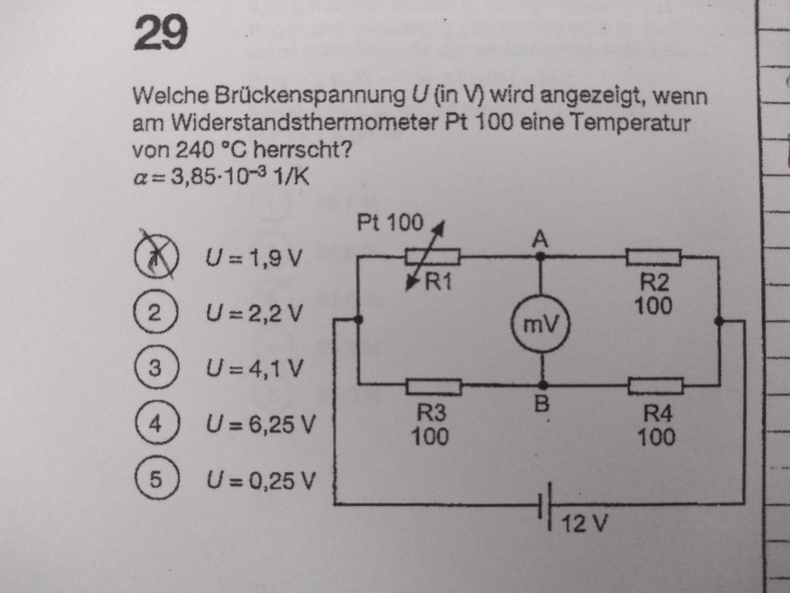 Pt100 in der Widerstandsbrücke? (Technik, Physik, Elektrik)