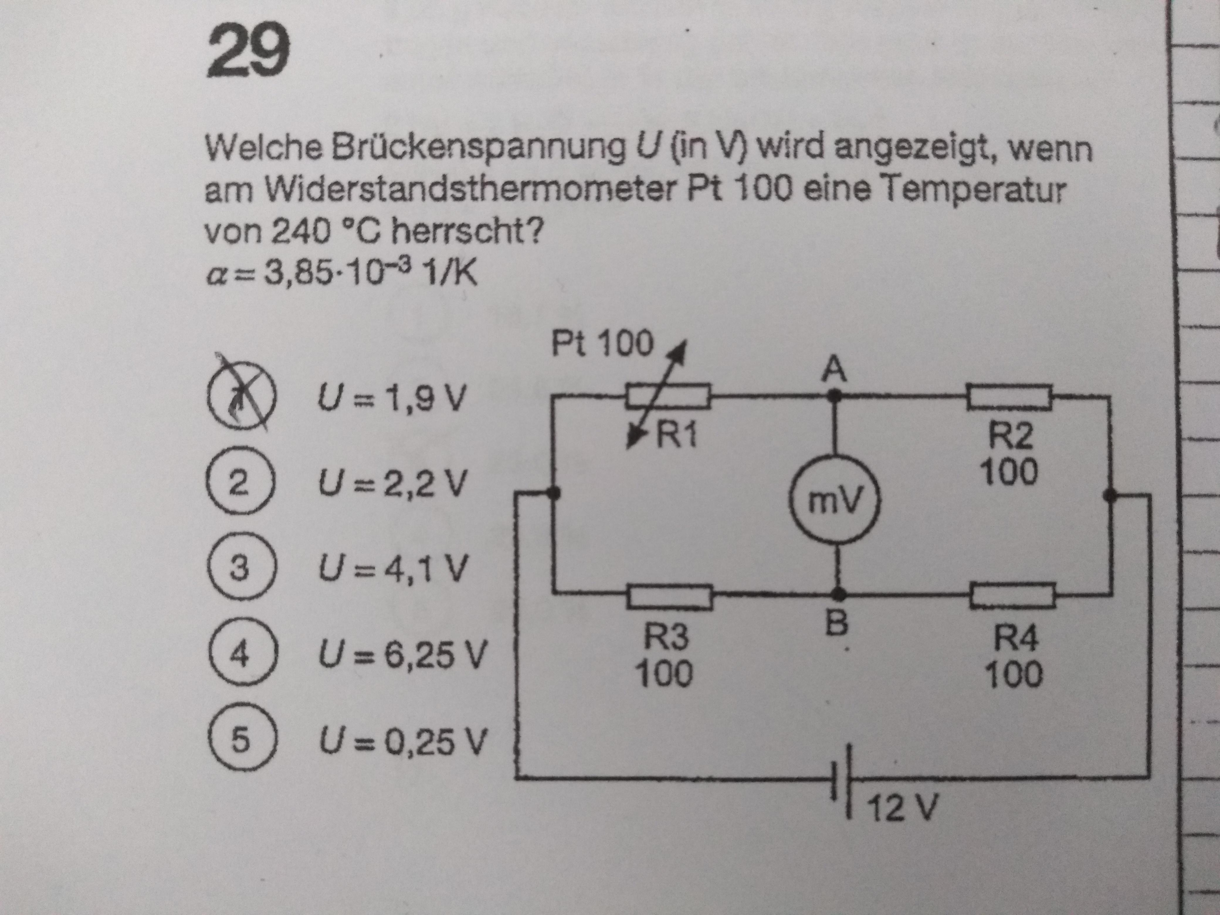 Pt100 in der Widerstandsbrücke? (Technik, Physik, Elektrotechnik)