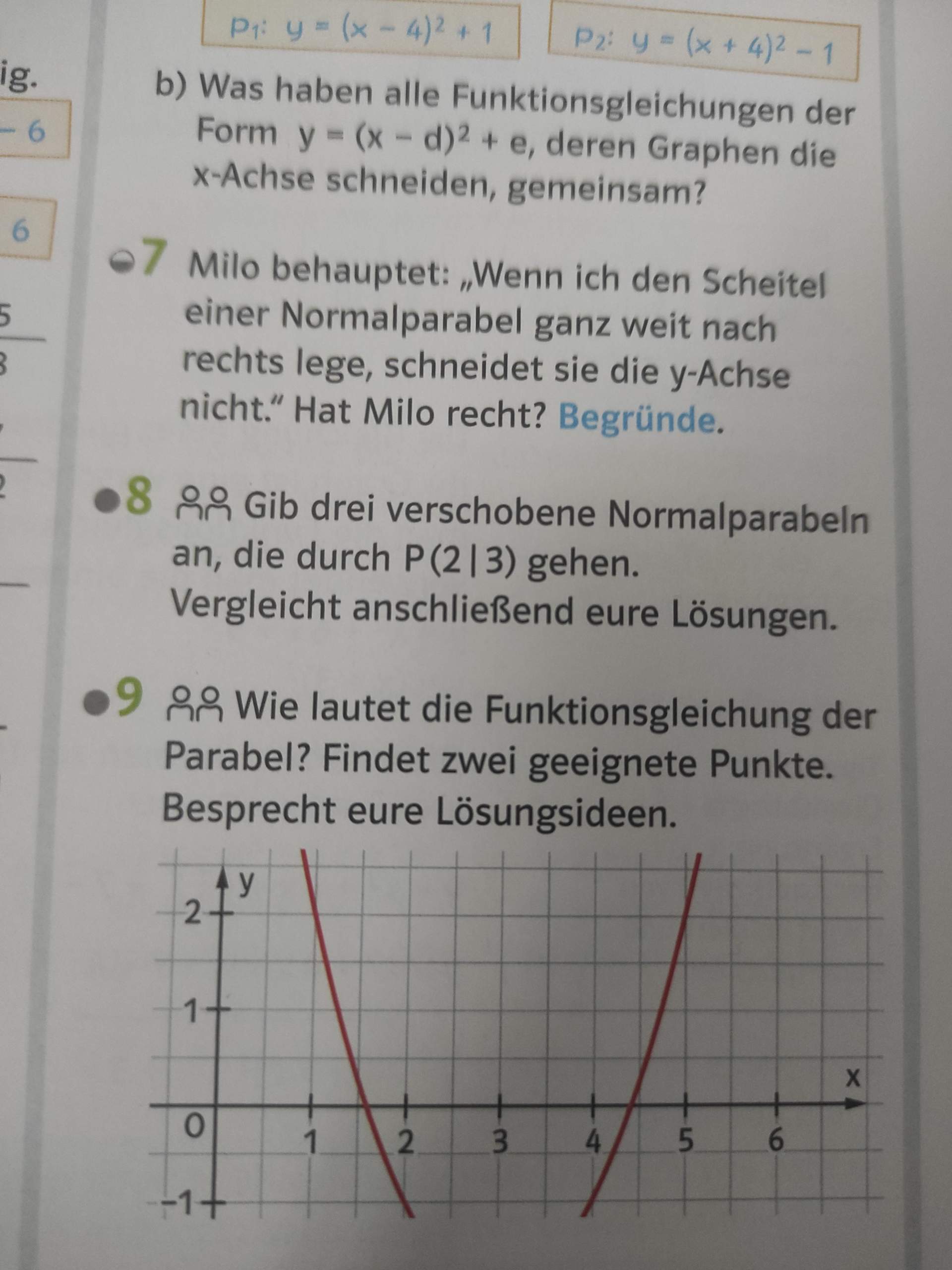 Punktprobe auf der verschobenen Normalparabel? (Mathematik, rechnen ...