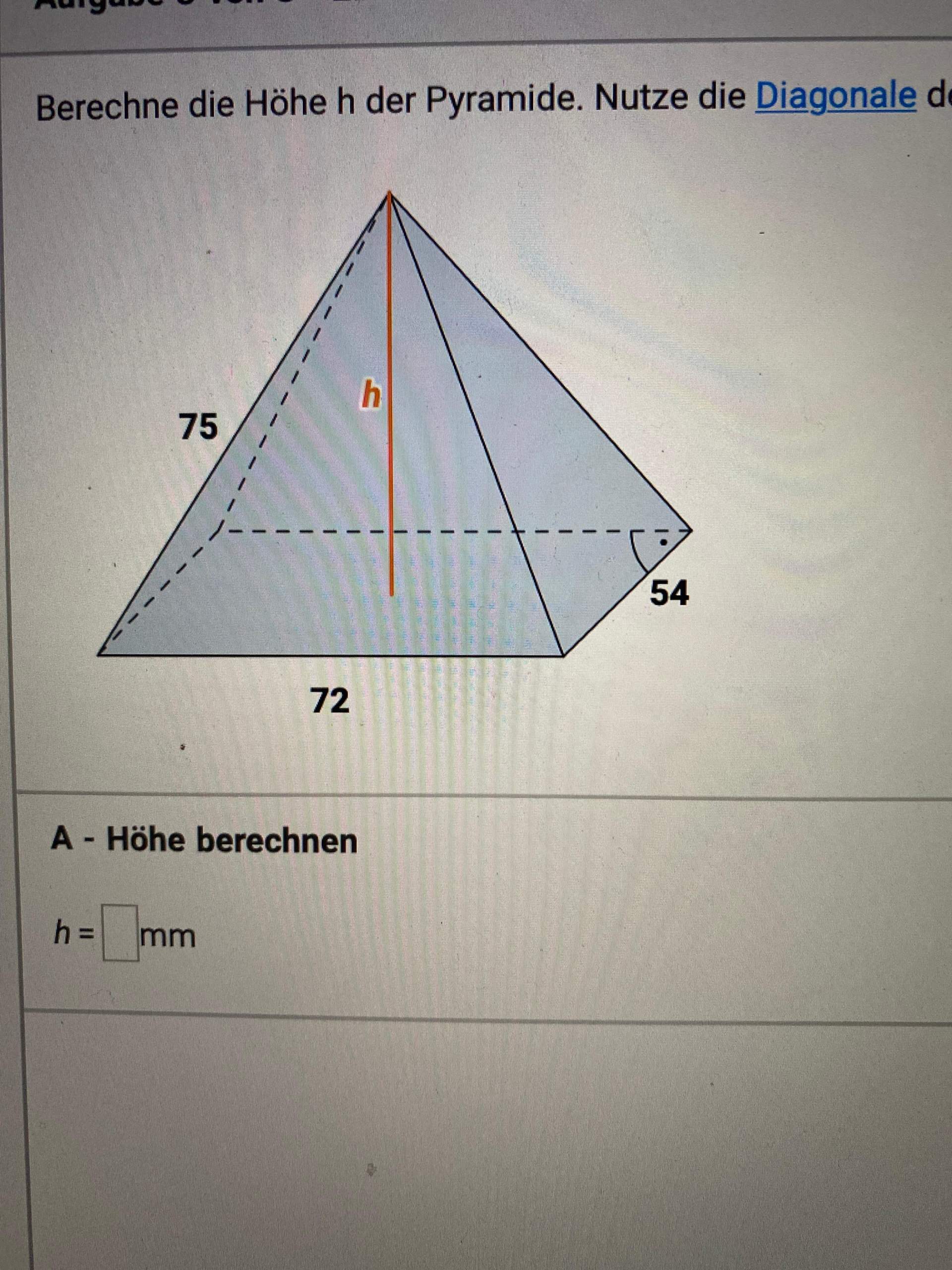 Pyramide Hohe Berechnen
