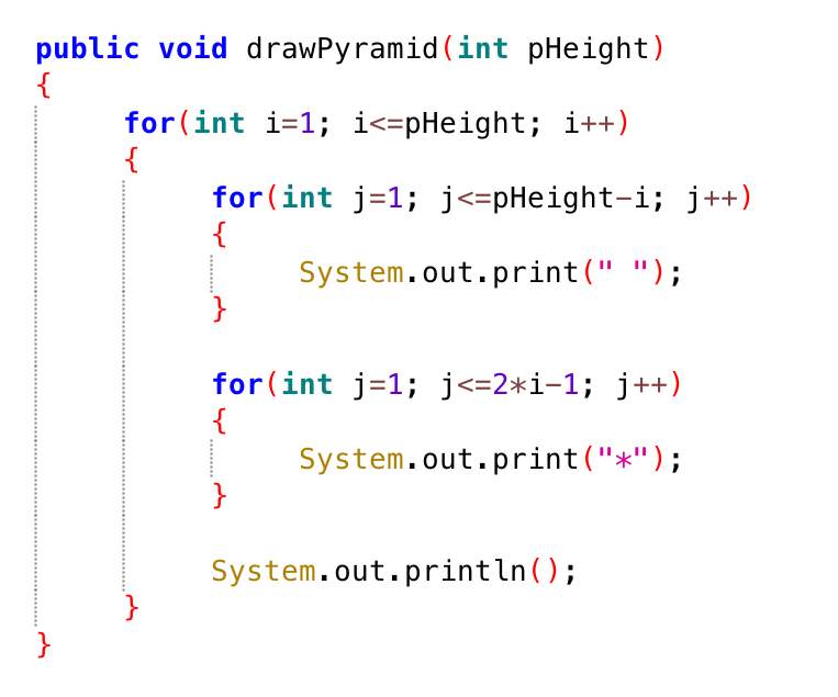 Pyramide in Java programmieren Erklärung gesucht (Schule, Informatik)