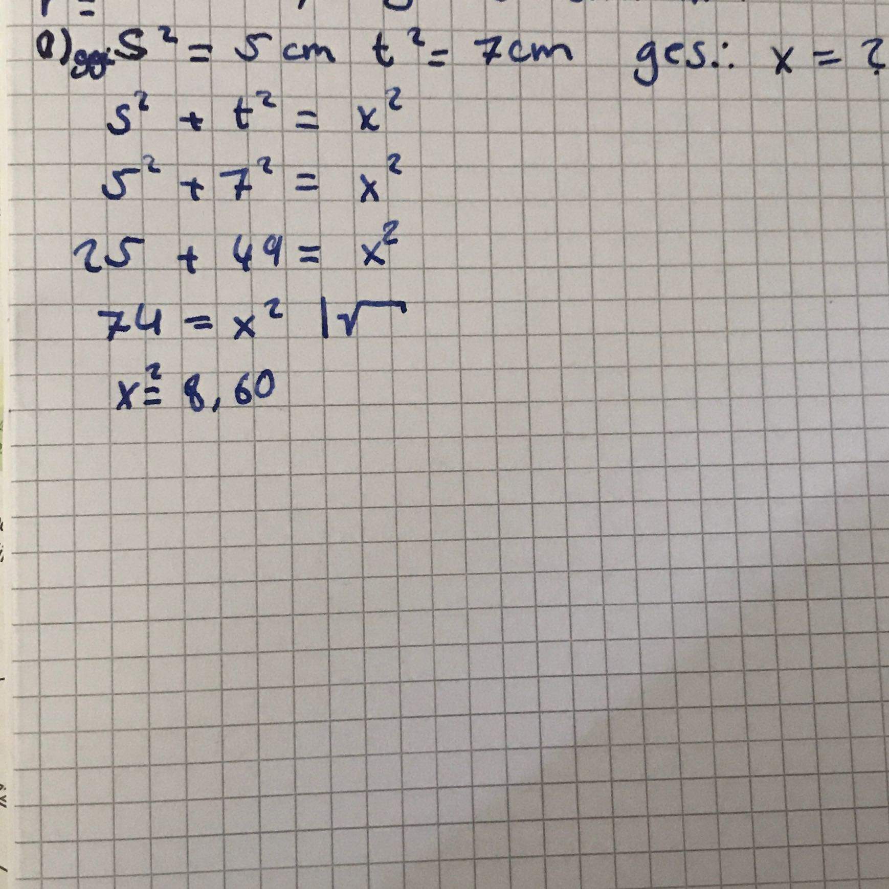 Pythagoras nur eine Seite gegeben, wie finde ich die andere heraus