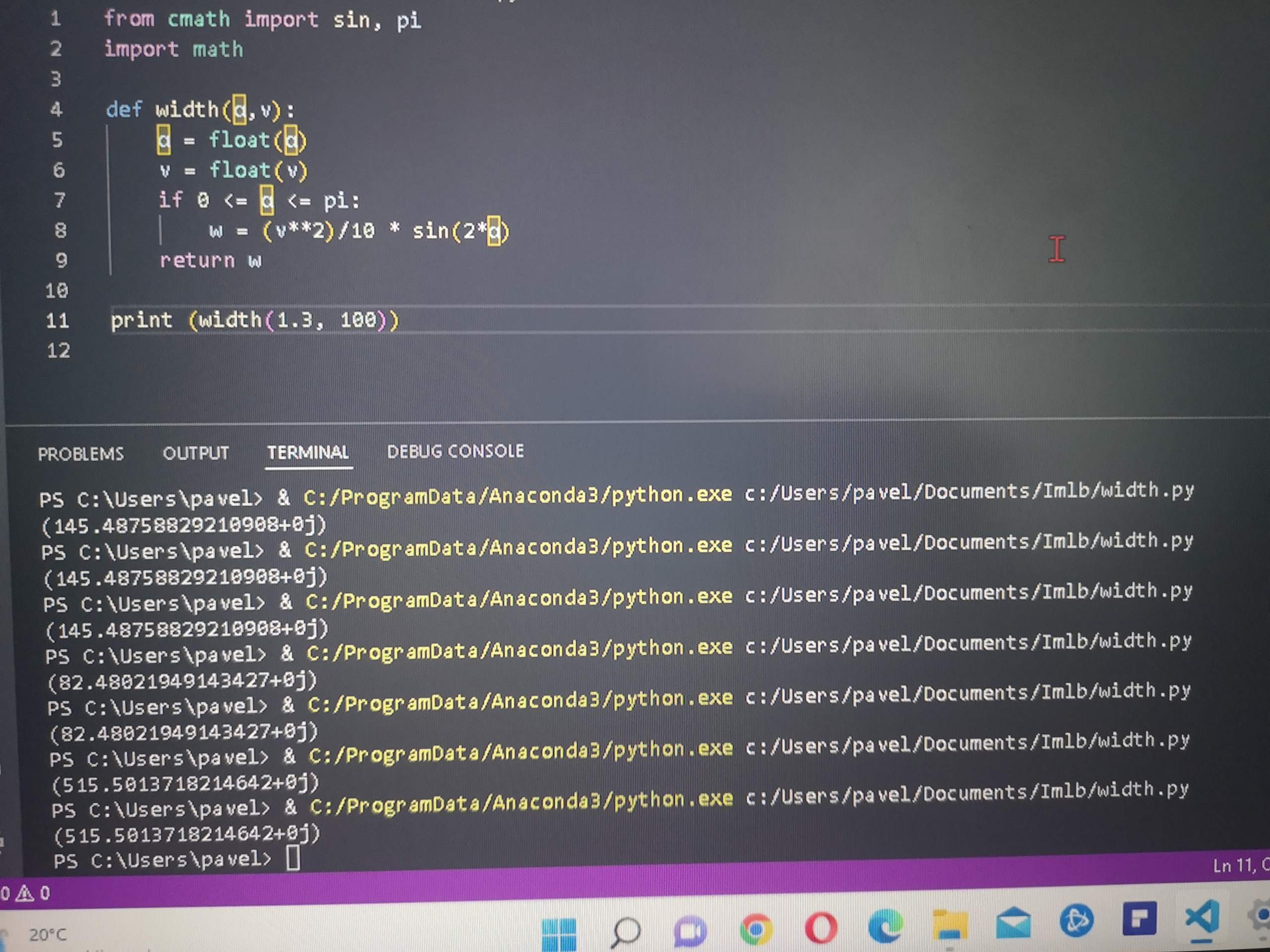 Python gibt float Ergebnis als komplexe zahl aus abstellen? (Computer ...