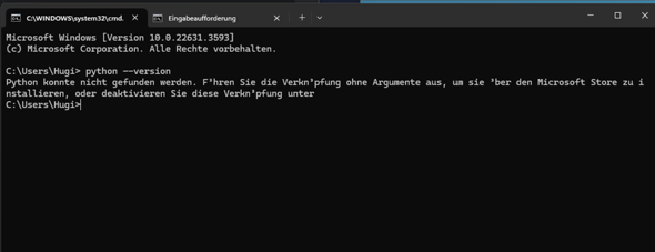 Python im cmd finden?