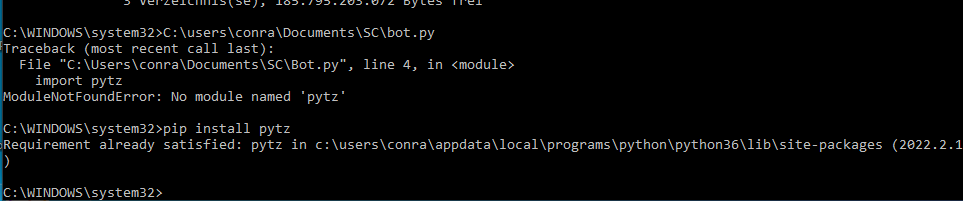 Python: pytz module not found? (Informatik, Programmiersprache, Discord ...