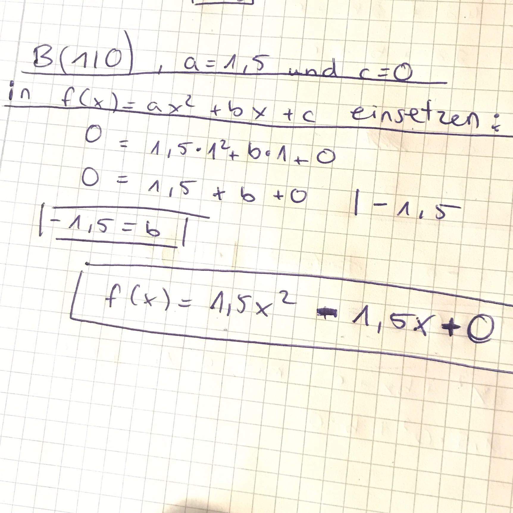 Quadratische Funktion durch 3 Punkte bestimmen? (Gleichungen