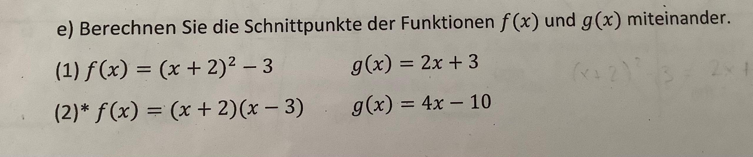 Quadratische Funktionen Schnittpunkte berechnen? (rechnen, Funktion