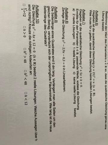 Quadratische Gleichungen Bitte Hilfe Ich Habe Schwierigkeiten Schule Mathe Mathematik