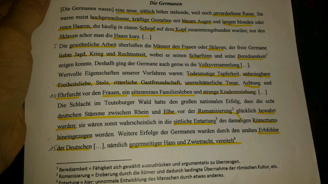 Quellenanalyse über "Germanen", was ist gut, was fehlt noch