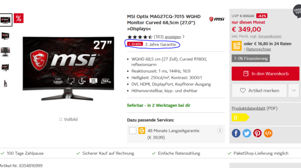 Ratenkauf Von Otto Zuruckschicken Computer Monitor Umtausch