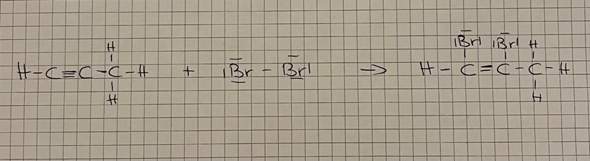 Reaktion Brom mit Propin? (Reaktionsgleichung, organische Chemie, Alkane)
