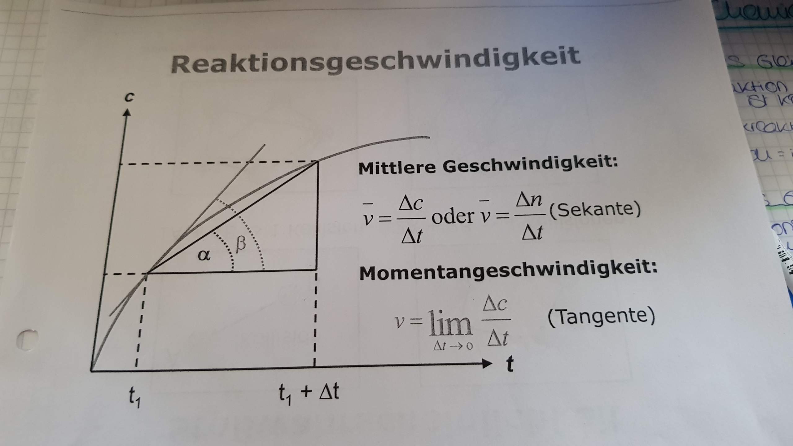 Reaktionsgeschwindigkeiten (Momentangeschwindigkeit)? (Schule ...