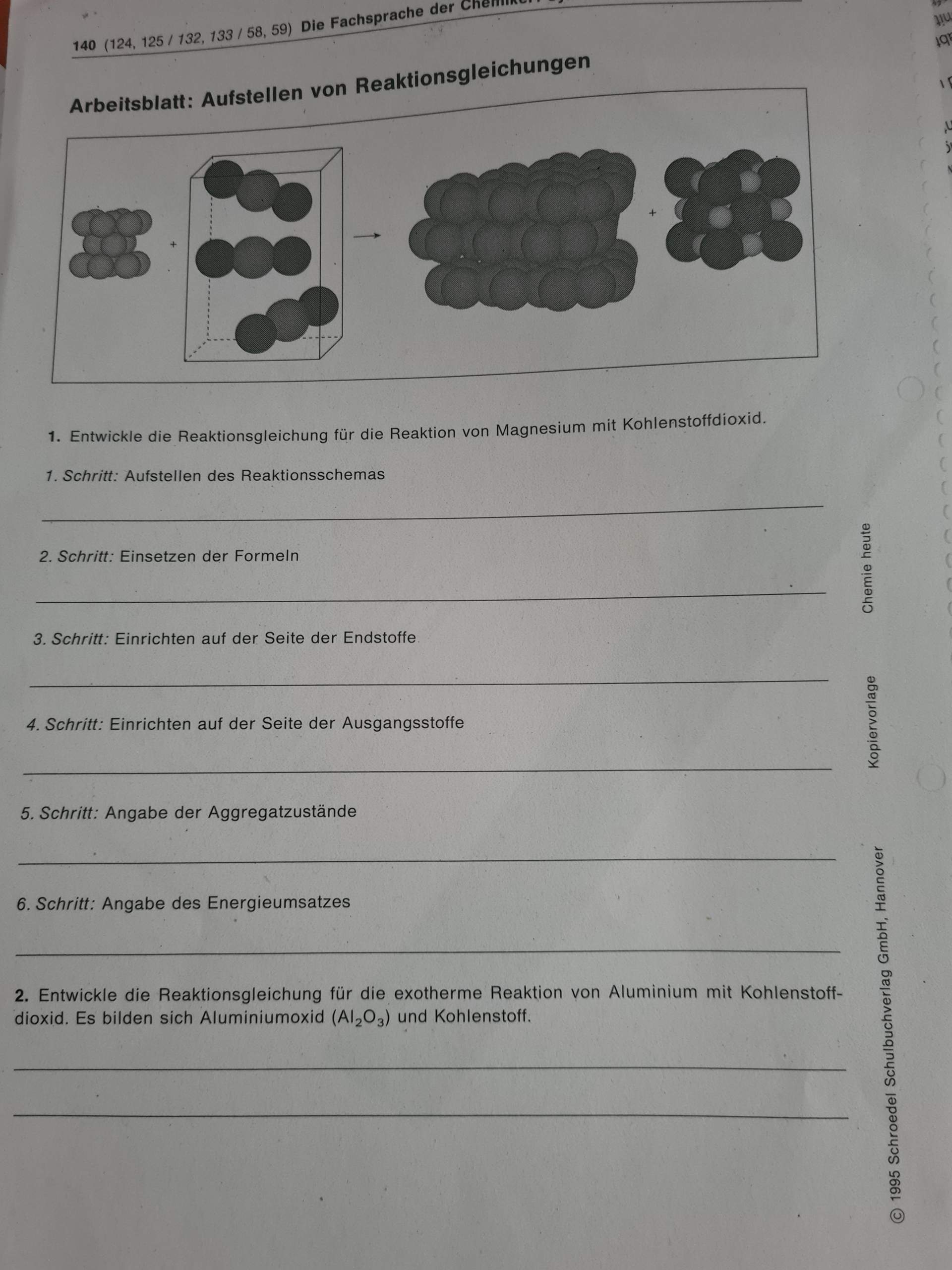 Reaktionsgleichung? Magnesium und Kohlenstoffdioxid? (Schule, Chemie