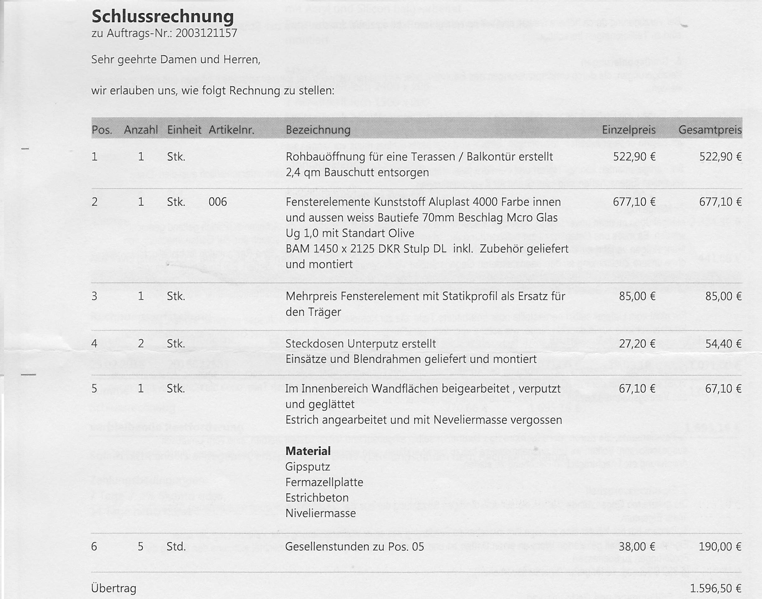 Rechnung Handwerker weicht deutlich vom Angebot ab? (Handwerkerrechnung ...