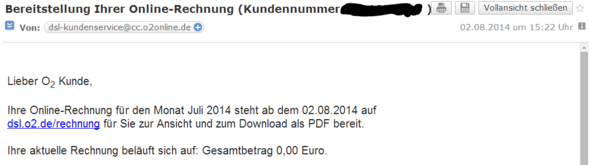 E-mail - (Rechnung, 0 Euro)