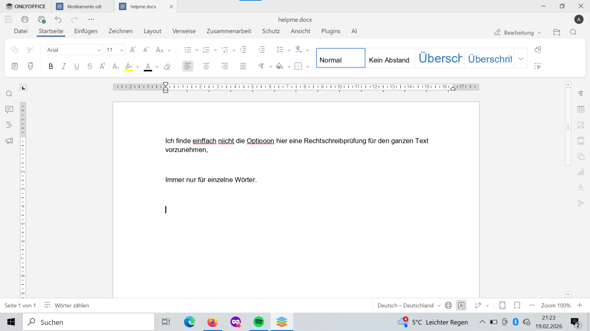 Rechtschreibprüfung Onlyoffice? (Tastenkombination, Textprogramm)