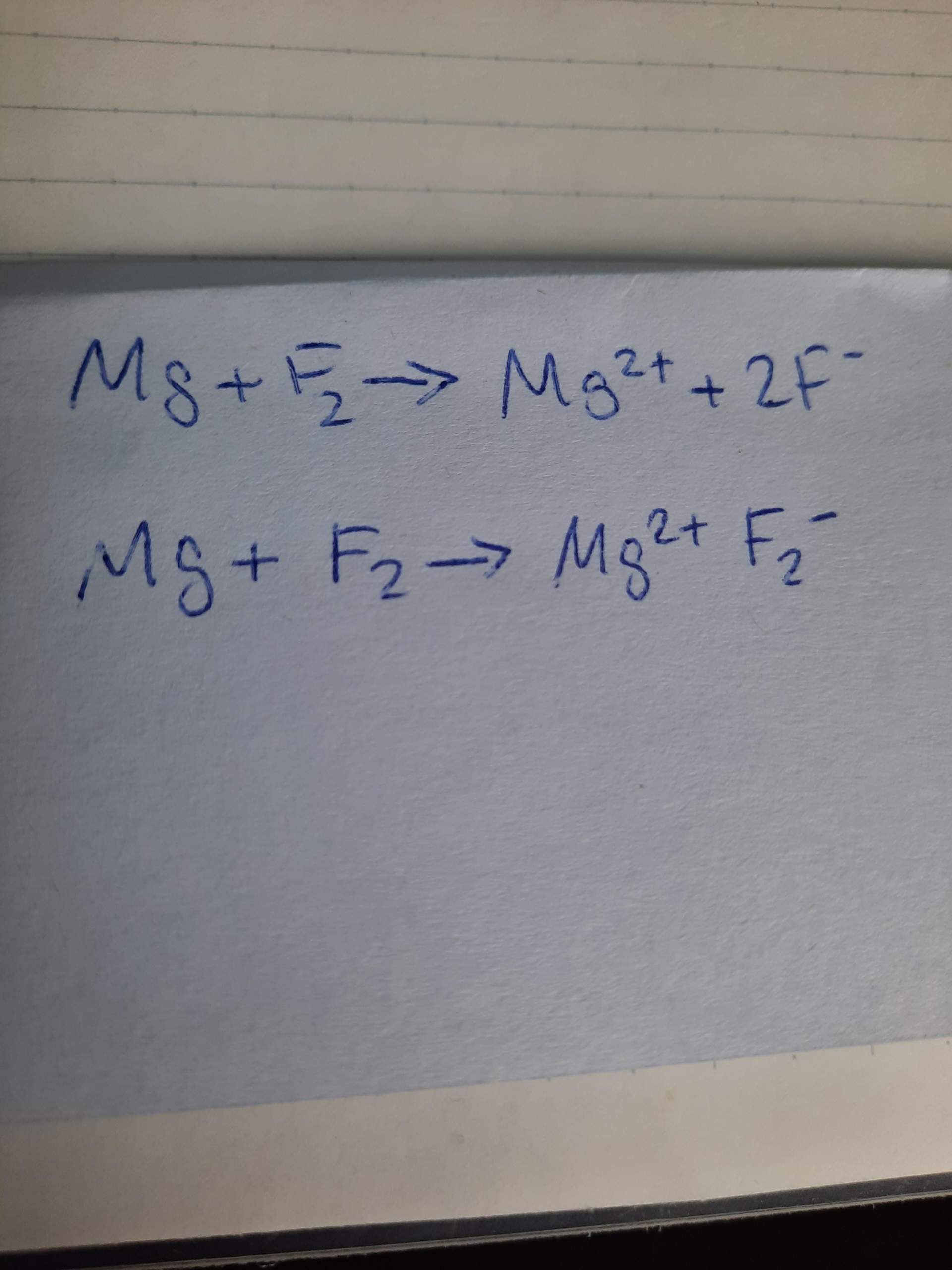 Redoxreaktion zwischen Magnesium und Fluor? (Reaktionsgleichung)