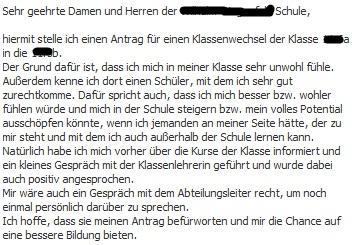 Recht auf klassenwechsel Recht auf klassenwechsel