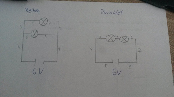 Reihenschaltung rechts / Parallelschaltung rechts - (Spannung, Stromstärke, parallelschaltung)