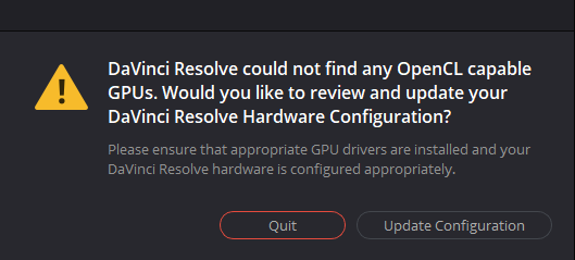 Resolve 16 findet keine OpenCL fähigen GPUs?