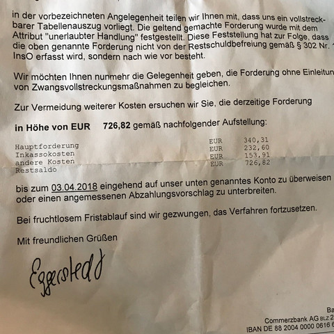 Restschuld Befreiung jetzt wieder eine Forderung? (Insolvenz ...