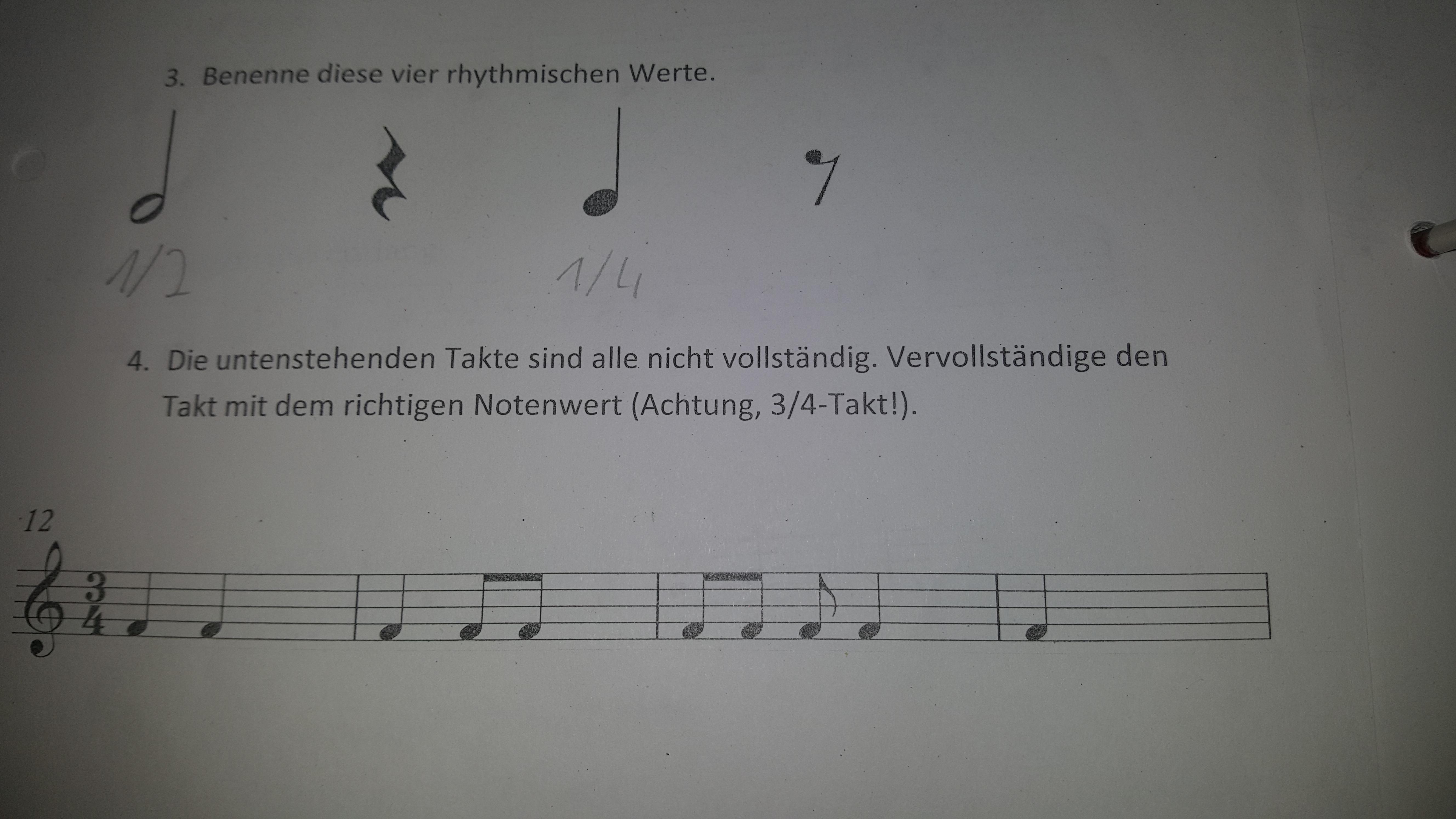 Rhytmische Notenwerte und 3/4 Takt? (Musik, Noten)