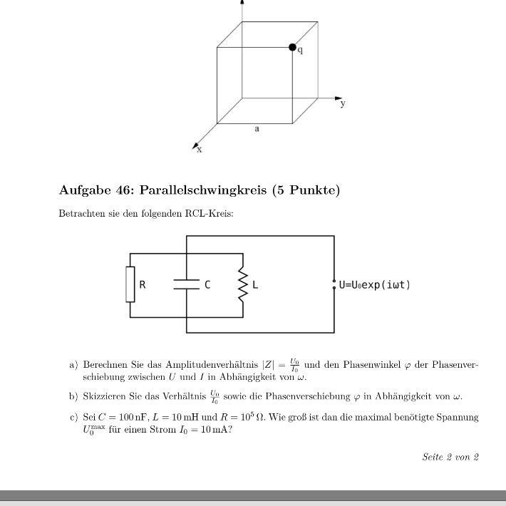 RLC Schwingkreis: Amplitudenverhältnis, Phasenwinkel ...