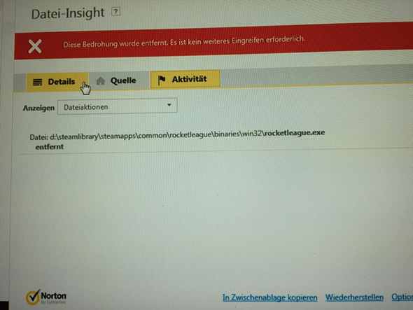 Rocket League Steam Fehlende Programmdatei Trojaner Virus Antivirus Norton