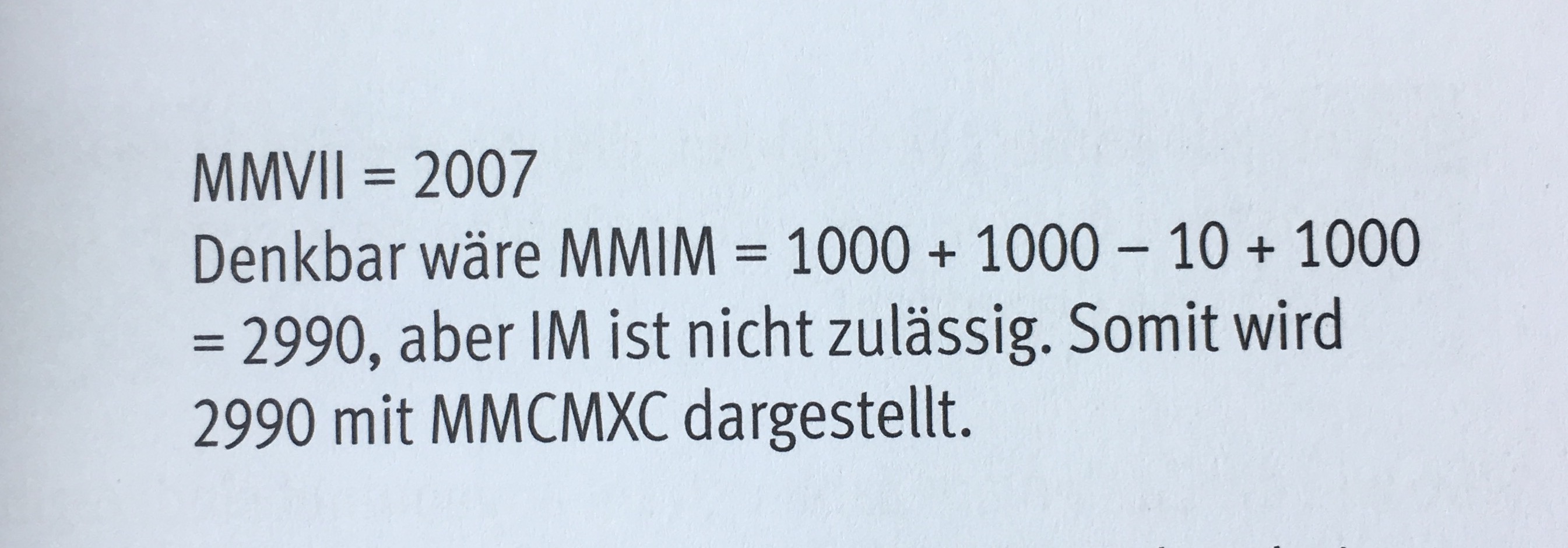 Römische zahlen Römische Zahlen Negativbeispiel? (Mathematik)