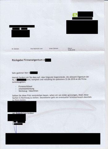 Anschreiben rückgabe arbeitskleidung Anschreiben rückgabe arbeitskleidung