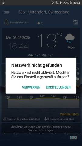 S7 Wetter-Widget "Netzwerk nicht gefunden"?