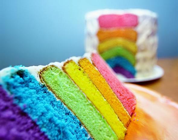 Rainbow-cake - (backen, Kuchen, Schokolade)