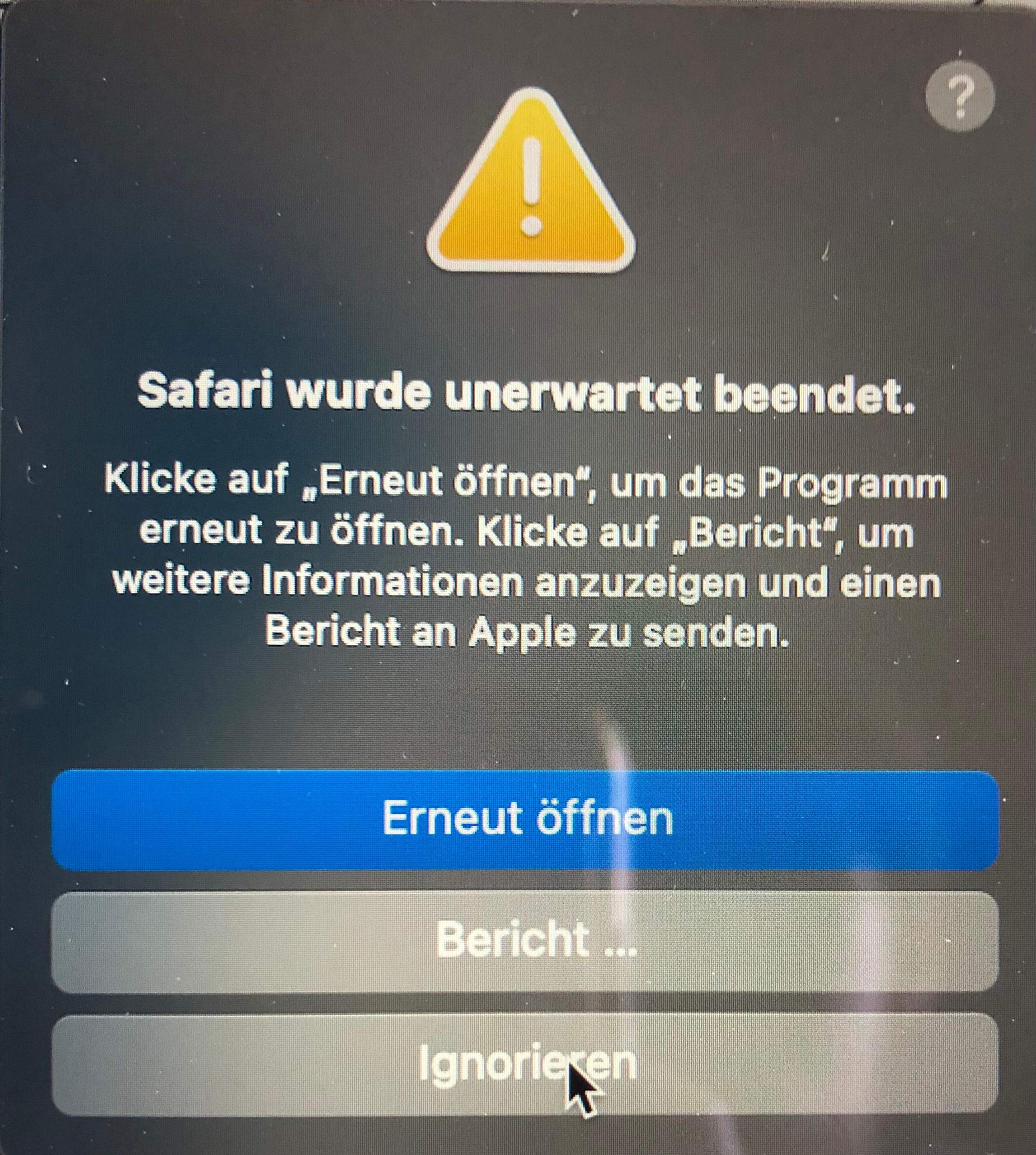 Safari stürzt sofort nach dem öffnen ab? (Computer, Apple, MacBook)
