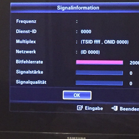 Samsung Tv Signalstarke 0 Satellit Kein Signal