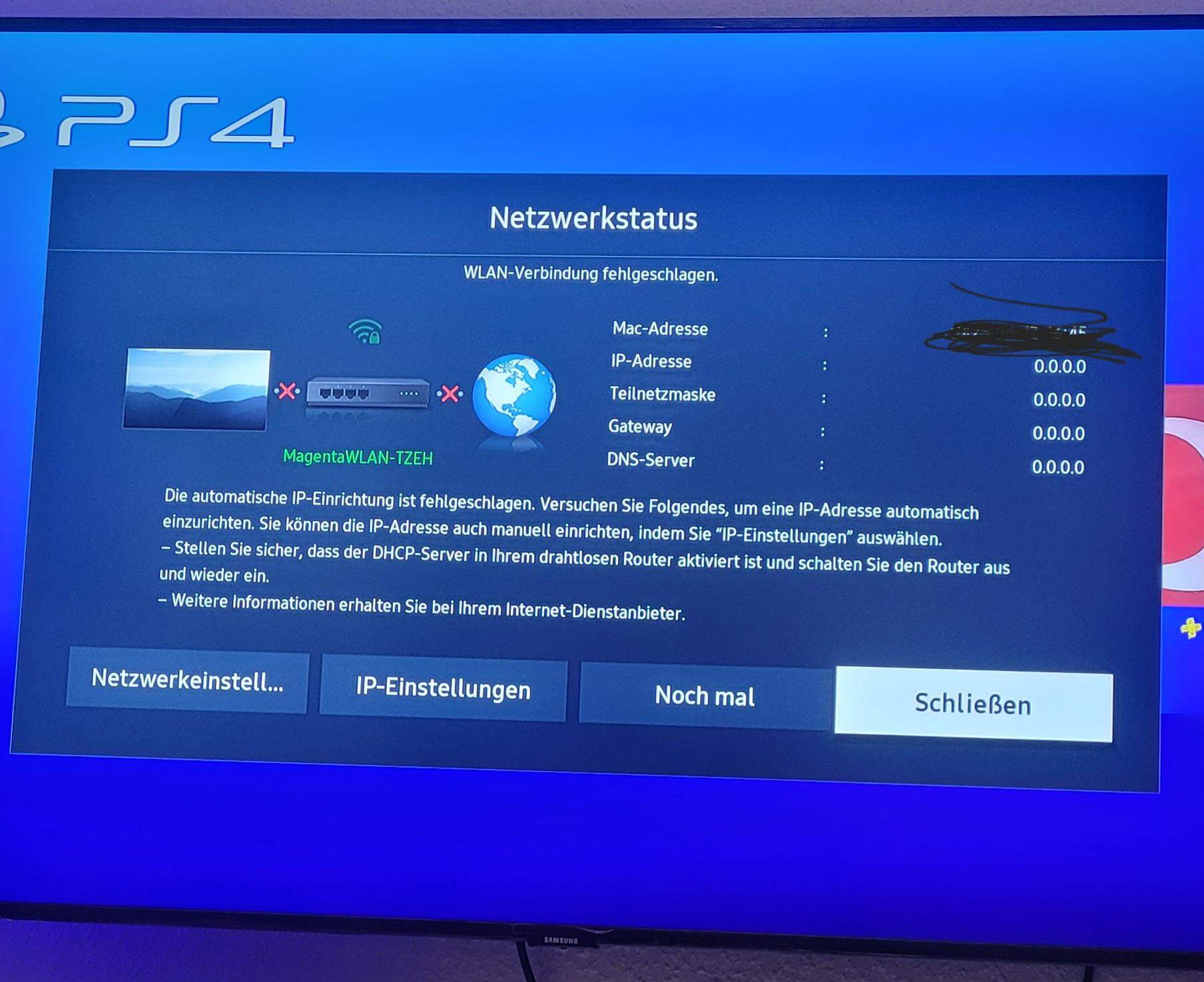 Samsung TV Wlan IP? (Internet, Internetverbindung, IP-Adresse)
