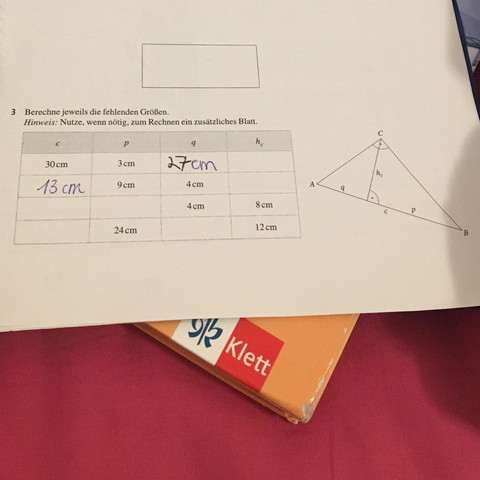 Hier bei der letzten Aufgabe (3) - (Mathe, Mathematik, Satz des Pythagoras)