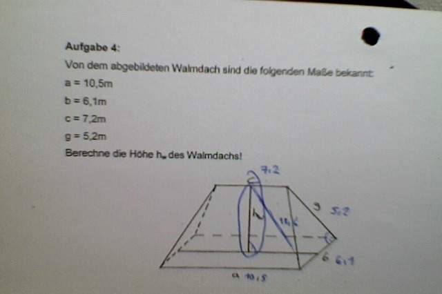 Satz des Pythagoras, wie rechnet man die höhe? (Schule, Mathematik