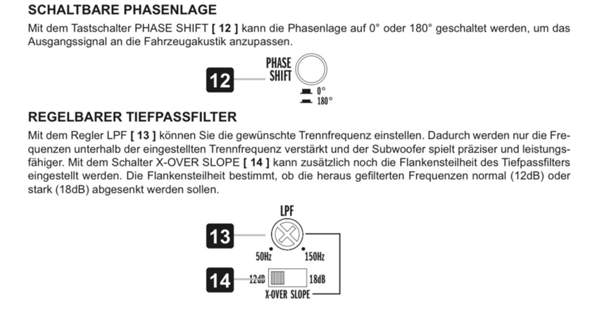 Schaltbare Phasenanlage / Tiefpassfilter Subwoofer?
