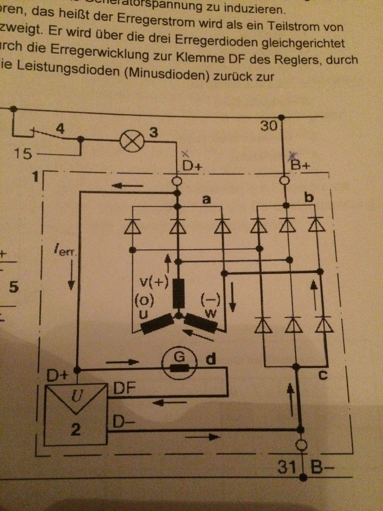 Schaltplan/Generator Unterbrechung Plusdiode (Technik, Elektronik