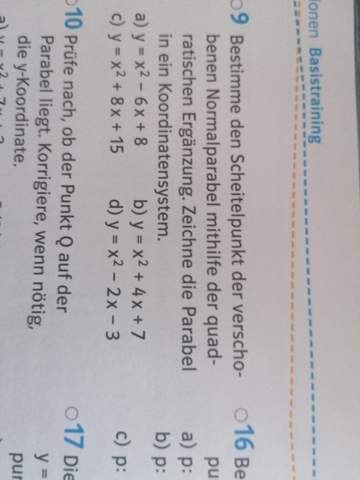 Wie Kann Man Bei Nummer 9 Den Scheitelpunkt Bestimmen Schule Mathe Mathematik