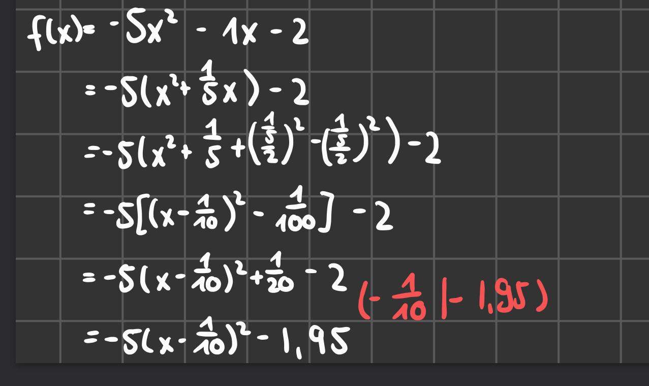 Scheitelpunktform Fehler? (Mathematik, Funktion, Gleichungen)