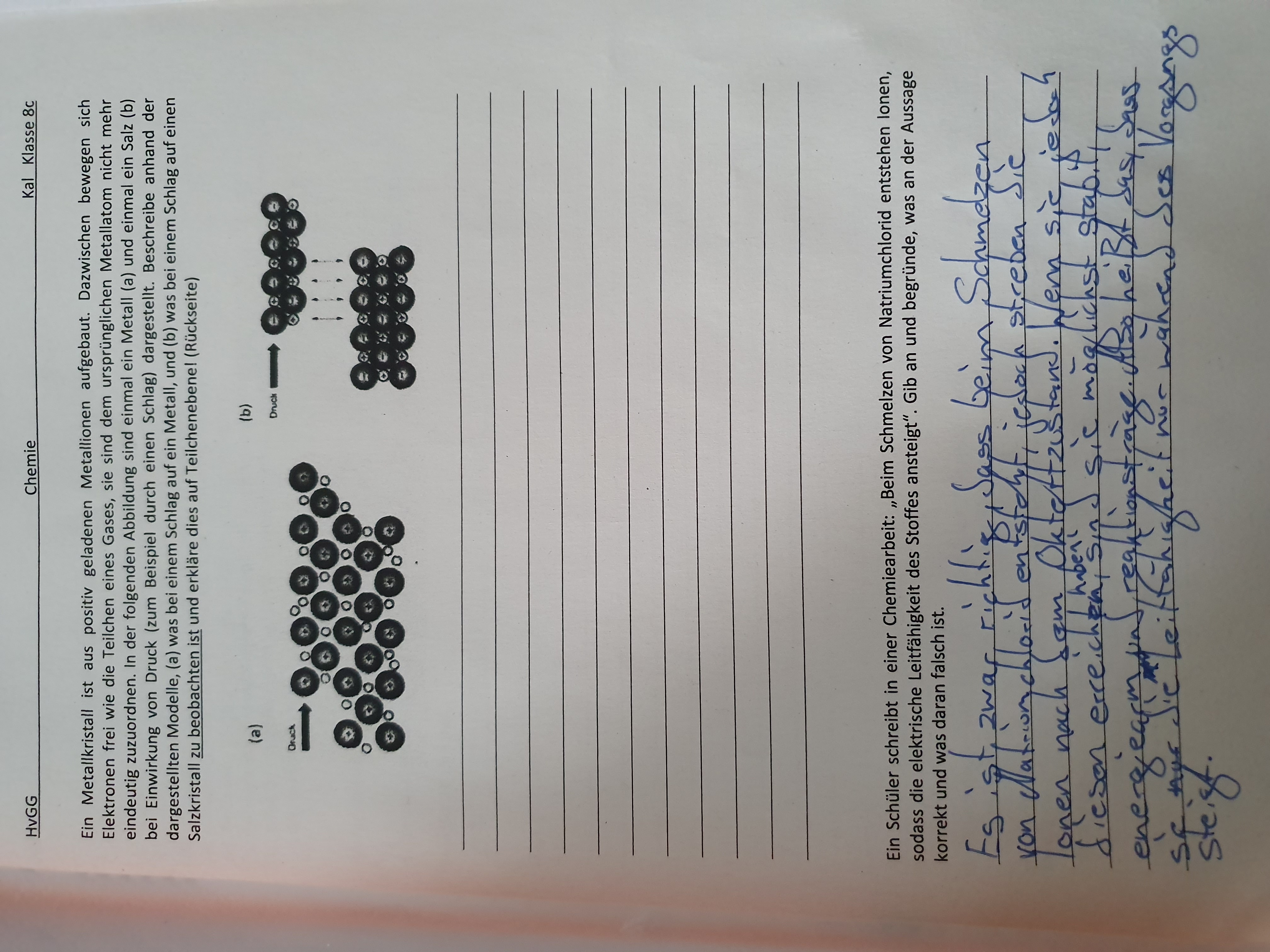 Schlag Auf Ein Salzkristall Metall Schule Chemie Druck