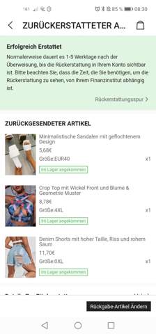 Schon 11 Tage sind jetzt vorbei und ich habe immernoch nicht das Geld von shein zurück wieso ...