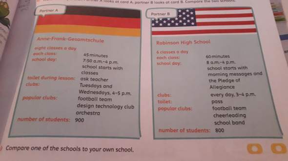 School Compare Orange Line 4 Beispiels Text Schule Englisch Lernen