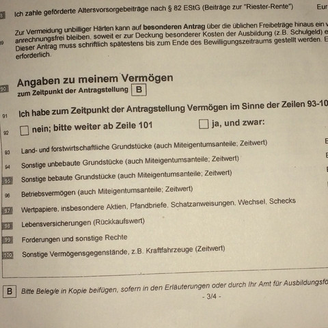 Schulerbafog Folgeantrag Barvermogen Guthaben Und Vermogen Geld Berlin Bafog
